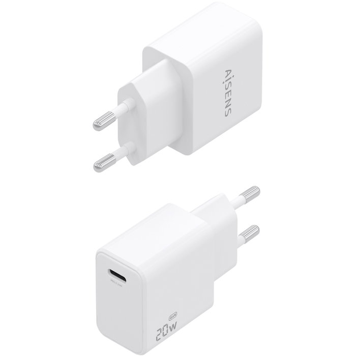 Aisens Cargador GaN USB-C 20 W con Cable USB-C de 1 m, Blanco Aisens Cargador GaN USB-C 20 W con Cable USB-C de 1 m, Blanco